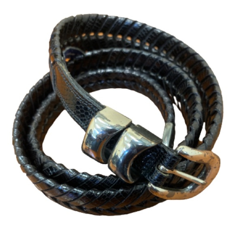 MEZLAN  "AO2794" Black All-Over Genuine Lizard Belt